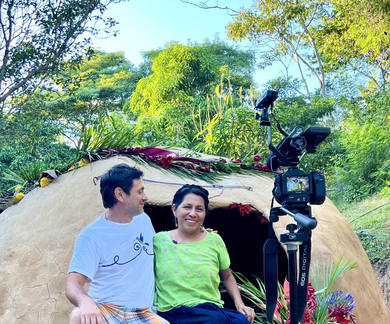 Tata Alejandro De Santiago with Curandera and indigenous mayan healer tzotzil, Sofia Diaz Hernandez. He does community service by creating awareness campaigns for indigenous communities, healers and institutions to preserve indigenous wisdom.